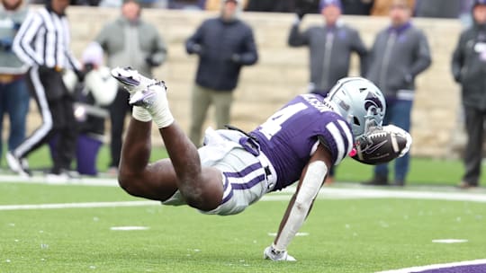 Kansas State running back Joe Jackson stretches for end zone during fourth quarter against Colorado.