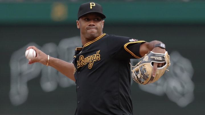 Apr 19, 2024; Pittsburgh, Pennsylvania, USA;  Pittsburgh Steelers quarterback Russell Wilson (3) throws out a ceremonial first pitch before the Pittsburgh Pirates host the Boston Red Sox at PNC Park. Mandatory Credit: Charles LeClaire-USA TODAY Sports