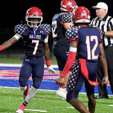 The Manatee Hurricanes with a 41-0 win over the Southeast Seminoles in a non-district game Friday night, Aug. 30, 2024, in Bradenton.