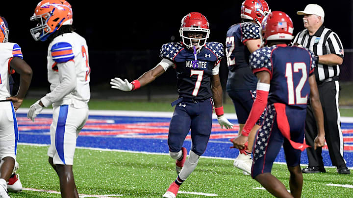 The Manatee Hurricanes with a 41-0 win over the Southeast Seminoles in a non-district game Friday night, Aug. 30, 2024, in Bradenton.