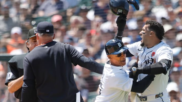 Javier Baez, Joey Cora, A.J. Hinch, Phil Cuzzi