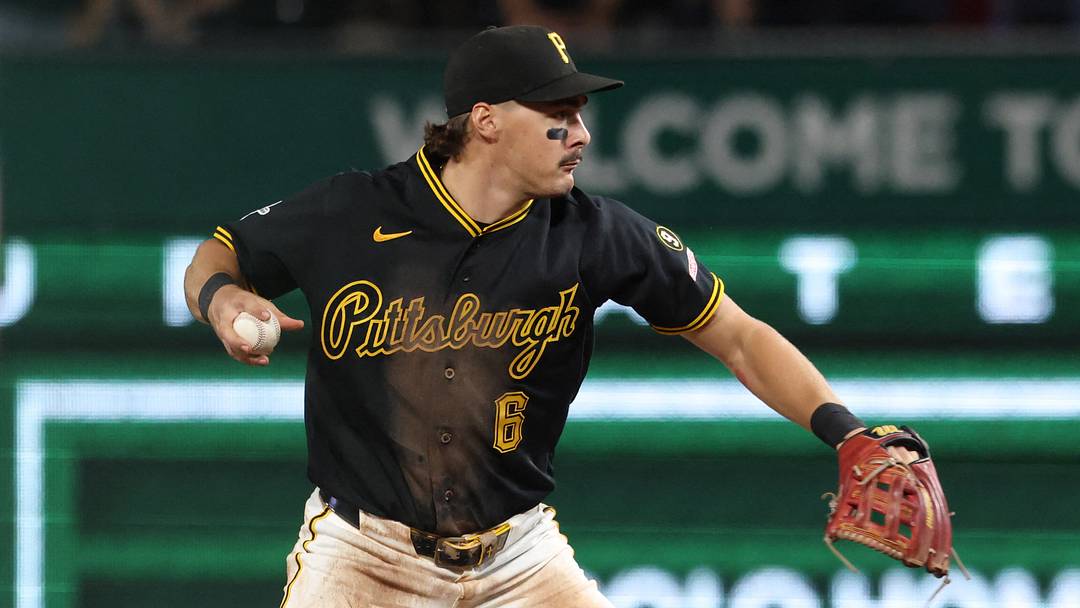 Sep 5, 2026; Pittsburgh, Pennsylvania, USA;  Pittsburgh Pirates shortstop Konnor Griffin (6) throws to first base after a force out at second base against the Los Angeles Angels during the ninth inning at PNC Park.  Mandatory Credit: Charles LeClaire-Imagn Images