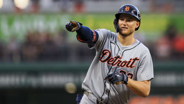 Meadows reacts after hitting a solo home run in the third inning against the Cincinnati Reds at Great American Ball Park.