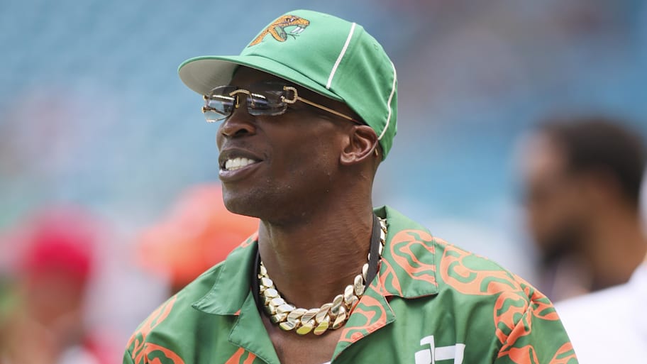 Sep 3, 2023; Miami Gardens, FL, USA; Former NFL football player Chad Johnson looks on prior to the game between the Florida A&M Rattlers and the Jackson State Tigers during the Orange Blossom Classic at Hard Rock Stadium. Mandatory Credit: Sam Navarro-Imagn Images | Sam Navarro-Imagn Images