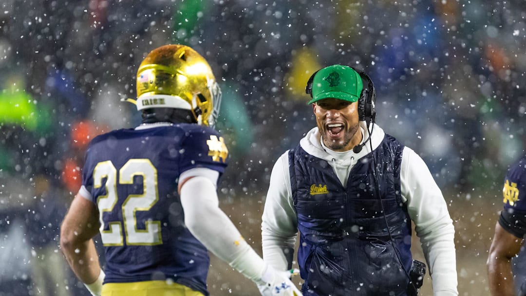 Notre Dame coach Marcus Freeman was named as a potential surprise candidate for an open coaching job. Notre Dame coach Marcus Freeman was named as a potential surprise candidate for an open coaching job.