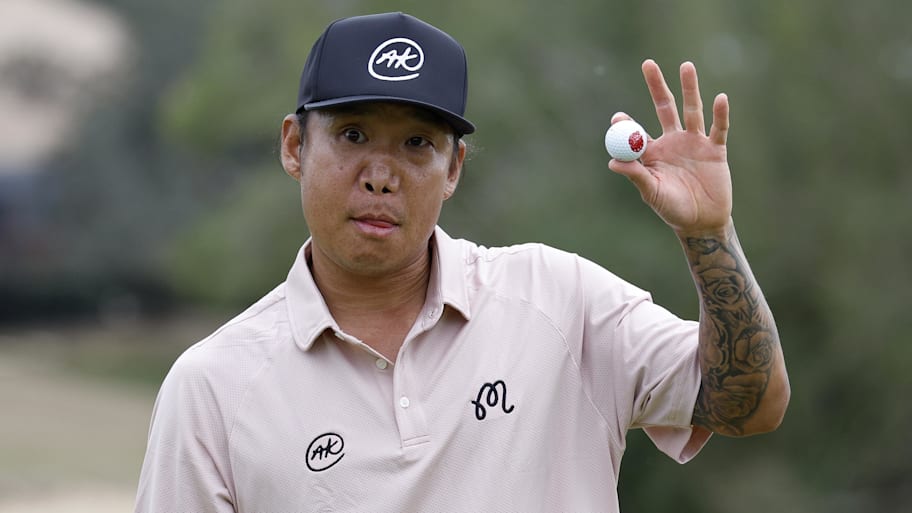 Anthony Kim reacts to his third place in the 2026 LIV Golf Promotions event at Black Diamond Ranch.