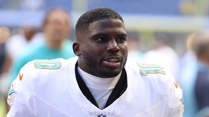 Miami Dolphins wide receiver Tyreek Hill leaves the field 