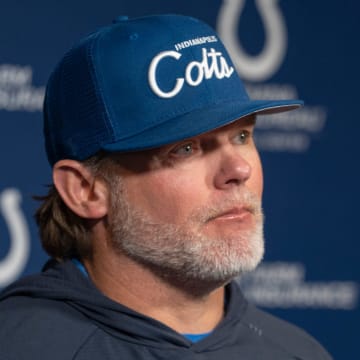 Indianapolis Colts General Manager Chris Ballard speaks to the media Thursday, Jan. 11, 2024 at the Indiana Farm Bureau Football Center, the Colts Complex.