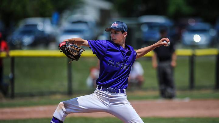 Jason Gilman of Old Bridge delivers a pitch in the 6th annual underclassmen showcase baseball game at Community Park in North Brunswick on June 9, 2019.

7