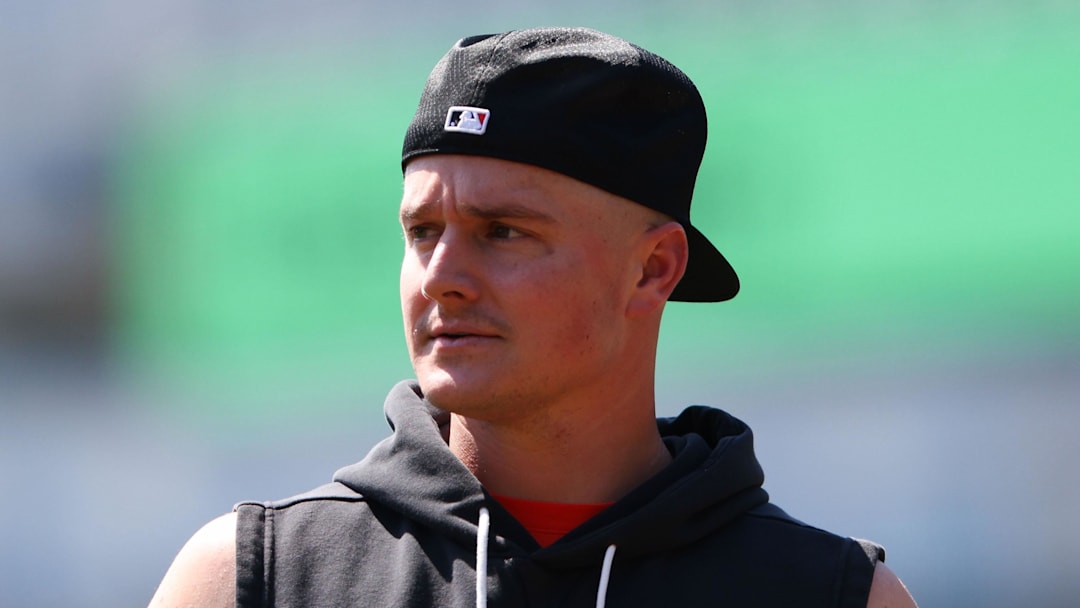 May 6, 2026; San Francisco, California, USA; San Francisco Giants third baseman Matt Chapman (26) looks on before a baseball game against the San Diego Padres at Oracle Park. Mandatory Credit: Scott Marshall-Imagn Images