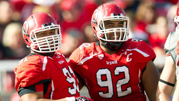 Utah Utes defensive tackles Tenny Palepoi (91) and Star Lotulelei. 