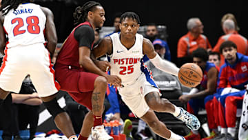 Oct 16, 2024; Detroit, Michigan, USA; Detroit Pistons guard Marcus Sasser (25): Lon Horwedel-Imagn Images