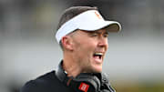 Sep 13, 2025; West Lafayette, Indiana, USA; Southern California Trojans head coach Lincoln Riley reacts during the first quarter against the Purdue Boilermakers at Ross-Ade Stadium. Mandatory Credit: Marc Lebryk-Imagn Images