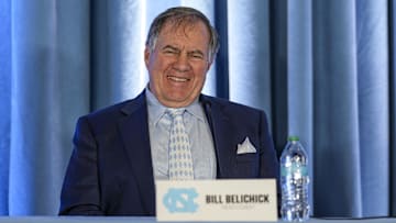 Dec 12, 2024; Chapel Hill, NC, USA;  North Carolina Tar Heels new head coach Bill Belichick at Loudermilk Center for Excellence. Mandatory Credit: Jim Dedmon-Imagn Images