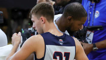 Cooper Flagg, Kevin Durant, 2024 USAB Men's Training Camp in Las Vegas