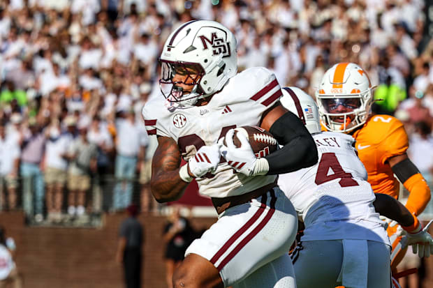 Mississippi State running back Fluff Bothwell runs with the ball against Tennessee.