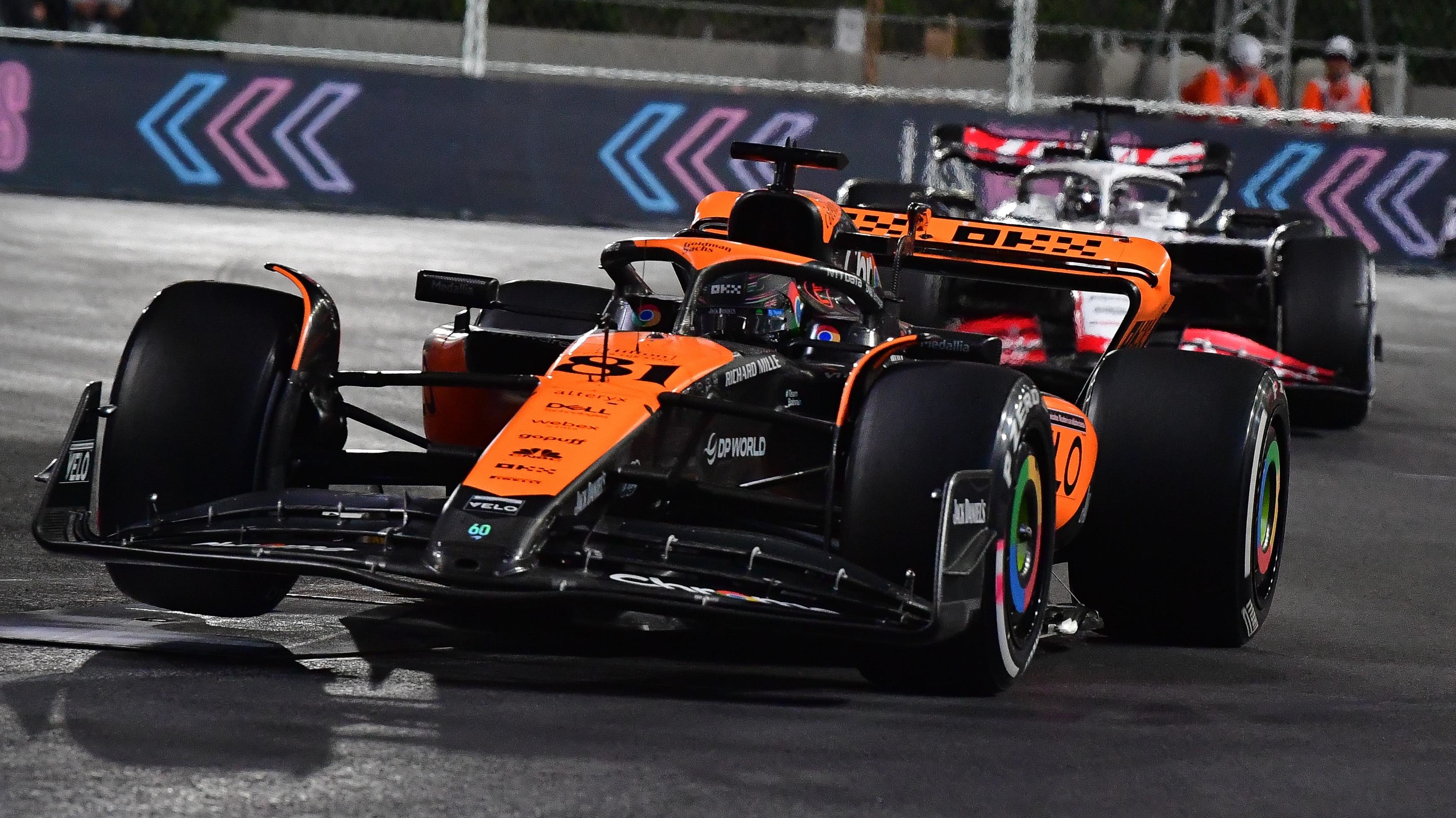 Nov 18, 2023; Las Vegas, Nevada, USA; McLaren F1 Team driver Oscar Piastri of Australia (81) during