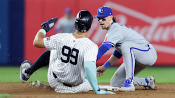 Kansas City Royals v New York Yankees - Aaron Judge (left) and Bobby Witt (right)