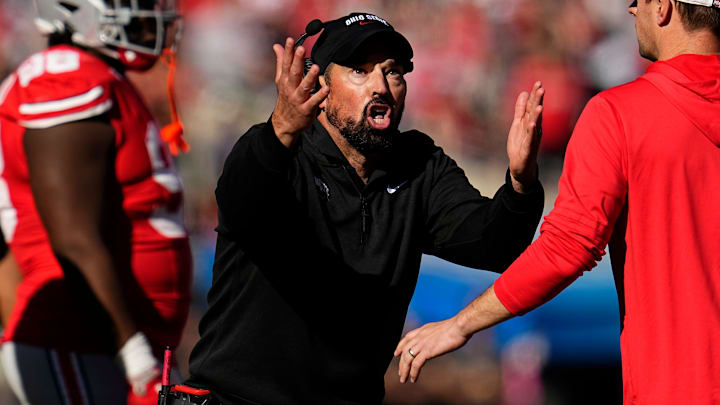 Ohio State Buckeyes head coach Ryan Day reacts to a targeting call on linebacker Arvell Reese during the second half of the NCAA football game against the Nebraska Cornhuskers at Ohio Stadium in Columbus on Saturday, Oct. 26, 2024. Ohio State won 21-17. Ohio State Buckeyes head coach Ryan Day reacts to a targeting call on linebacker Arvell Reese during the second half of the NCAA football game against the Nebraska Cornhuskers at Ohio Stadium in Columbus on Saturday, Oct. 26, 2024. Ohio State won 21-17.