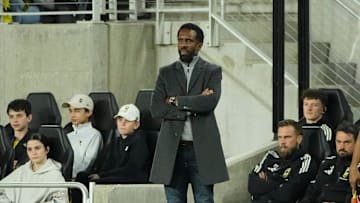 Columbus Crew head coach Wilfried Nancy watches during the CONCACAF Champions Cup match against Los Angeles FC at Lower.com Field in Columbus on March 12, 2025.
