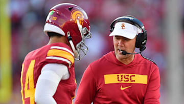 USC Trojans head coach Lincoln Riley and QB Jayden Maiava