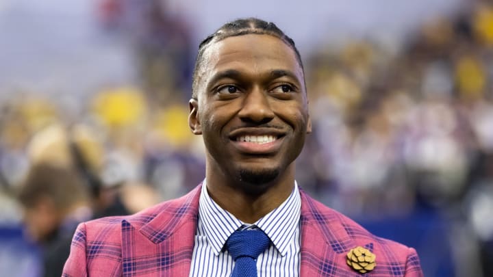 Dec 31, 2022; Glendale, Arizona, USA; ESPN sideline reporter Robert Griffin III during the Michigan Wolverines game against the Texas Christian Horned Frogs during the 2022 Fiesta Bowl at State Farm Stadium.