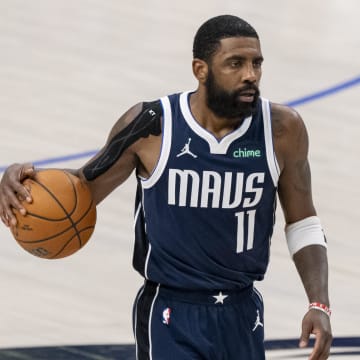 Jun 14, 2024; Dallas, Texas, USA; Dallas Mavericks guard Kyrie Irving (11) in action during the game between the Dallas Mavericks and the Boston Celtics in game four of the 2024 NBA Finals at American Airlines Center. Mandatory Credit: Jerome Miron-USA TODAY Sports