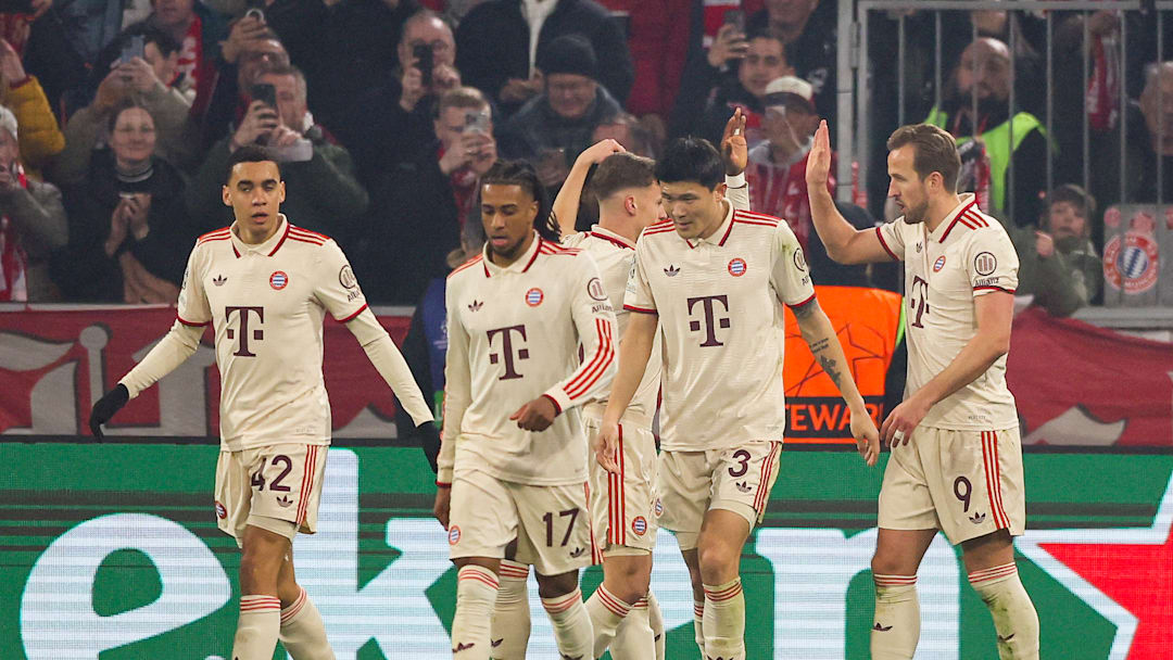 Players of Bayern Munich celebrate during the UEFA Champions...