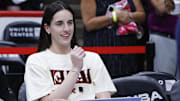 Jul 27, 2025; Chicago, Illinois, USA; Indiana Fever guard Caitlin Clark (22) smiles before a WNBA game against the Chicago Sky at United Center. Mandatory Credit: Kamil Krzaczynski-Imagn Images