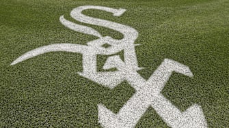 Jul 8, 2025; Chicago, Illinois, USA; Chicago White Sox logo is seen on Rate Field before a baseball game between the Chicago White Sox and Toronto Blue Jays. Mandatory Credit: Kamil Krzaczynski-Imagn Images