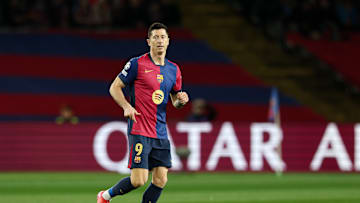 Robert Lewandowski of FC Barcelona seen in action during the...