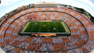 A checkered pattern colors Neyland Stadium during the Tennessee Volunteers vs. Georgia Bulldogs game at Neyland Stadium in Knoxville, Tennessee on Saturday, September 30, 2017.

Ut Georgia 1001