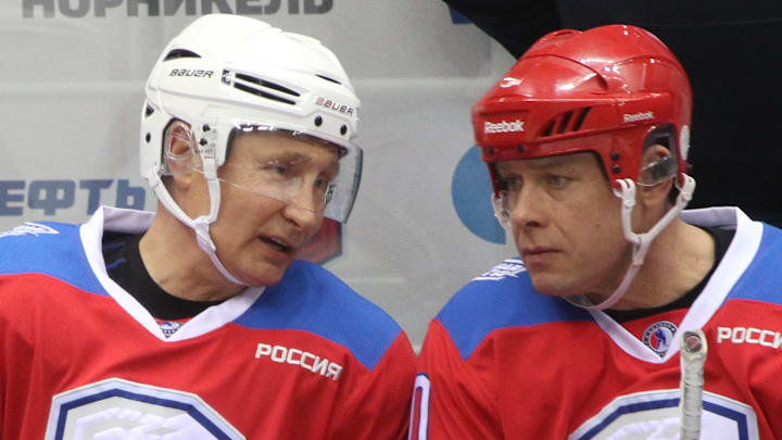 Russian President Vladimir Putin Plays Ice Hockey in Sochi