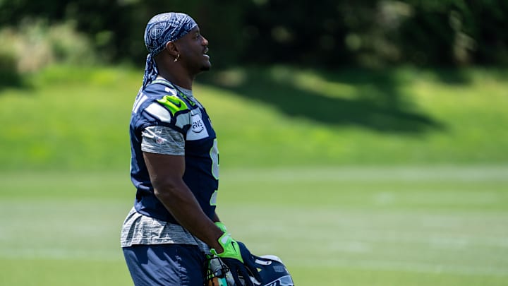 Jun 11, 2025; Renton, WA, USA; Seattle Seahawks running back Kenneth Walker III (9) is pictured during mini-camp at Virginia Mason Athletic Center. Jun 11, 2025; Renton, WA, USA; Seattle Seahawks running back Kenneth Walker III (9) is pictured during mini-camp at Virginia Mason Athletic Center.