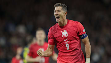 Robert Lewandowski of Poland celebrates after scoring a goal...