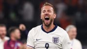 Harry Kane of England celebrates after scoring a goal during...