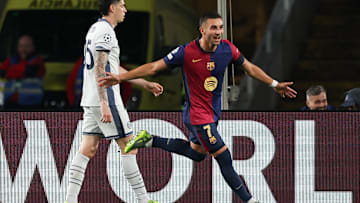 Ferran Torres of FC Barcelona celebrates a goal during the...