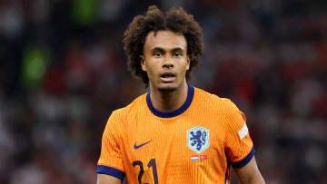 Joshua Zirkzee in action for the Netherlands at Euro 2024