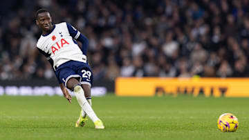 Pape Matar Sarr on the ball against Aston Villa 