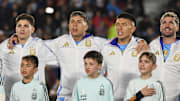 Julián Álvarez (left), Enzo Fernández (middle left), Lisandro Martínez (middle right) and Rodrigo De Paul (right) are all available for for Argentina.