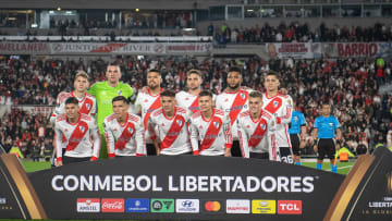 Players of River Plate pose for a team photo before a Copa...