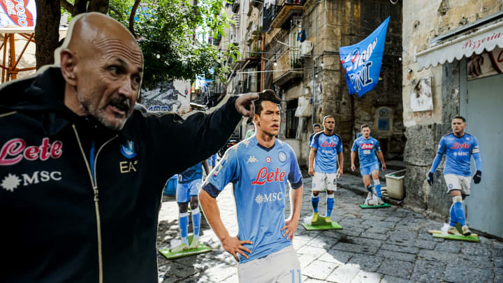 Cardboard cutouts of SSC Napoli coach luciano Spalletti and... Cardboard cutouts of SSC Napoli coach luciano Spalletti and...