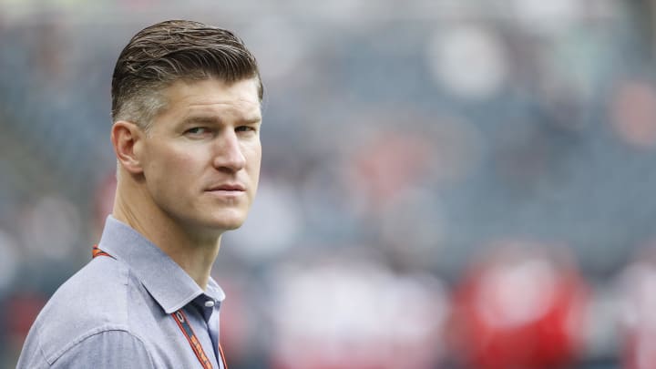 The Atlanta Falcons have promoted former Chicago Bears general manager Ryan Pace to vice president of football operations.