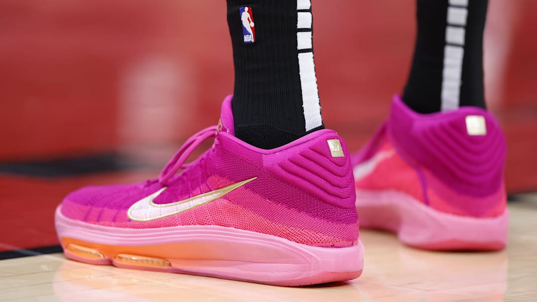 Jan 6, 2025; Chicago, Illinois, USA; San Antonio Spurs center Victor Wembanyama (1) shoes are seen during the second half at United Center. 