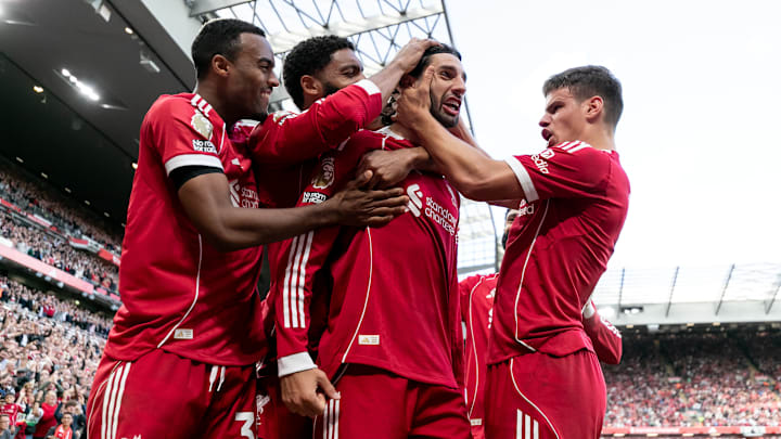 Dominik Szoboszlai (centre) was the match winner when Liverpool beat Arsenal in August. Dominik Szoboszlai (centre) was the match winner when Liverpool beat Arsenal in August.