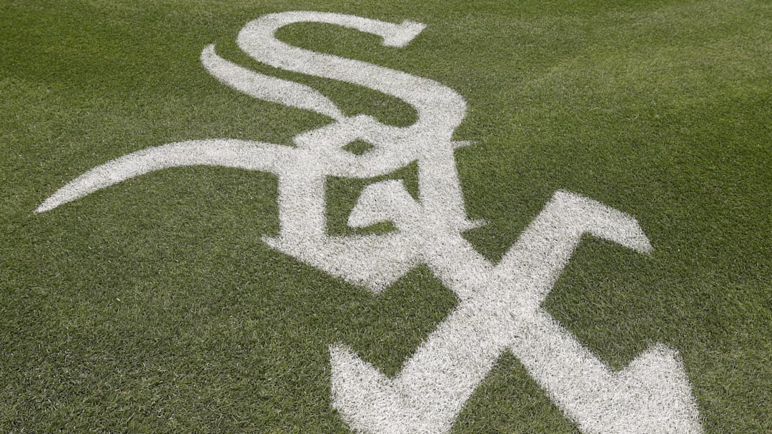Jul 8, 2025; Chicago, Illinois, USA; Chicago White Sox logo is seen on Rate Field before a baseball game between the Chicago White Sox and Toronto Blue Jays. Mandatory Credit: Kamil Krzaczynski-Imagn Images