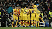 Los jugadores del FC Barcelona festejan un gol