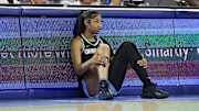 Aug 25, 2024; Chicago, Illinois, USA; Chicago Sky forward Angel Reese (5) waits to enter the game against the Las Vegas Aces during the first half at Wintrust Arena. Mandatory Credit: Kamil Krzaczynski-Imagn Images