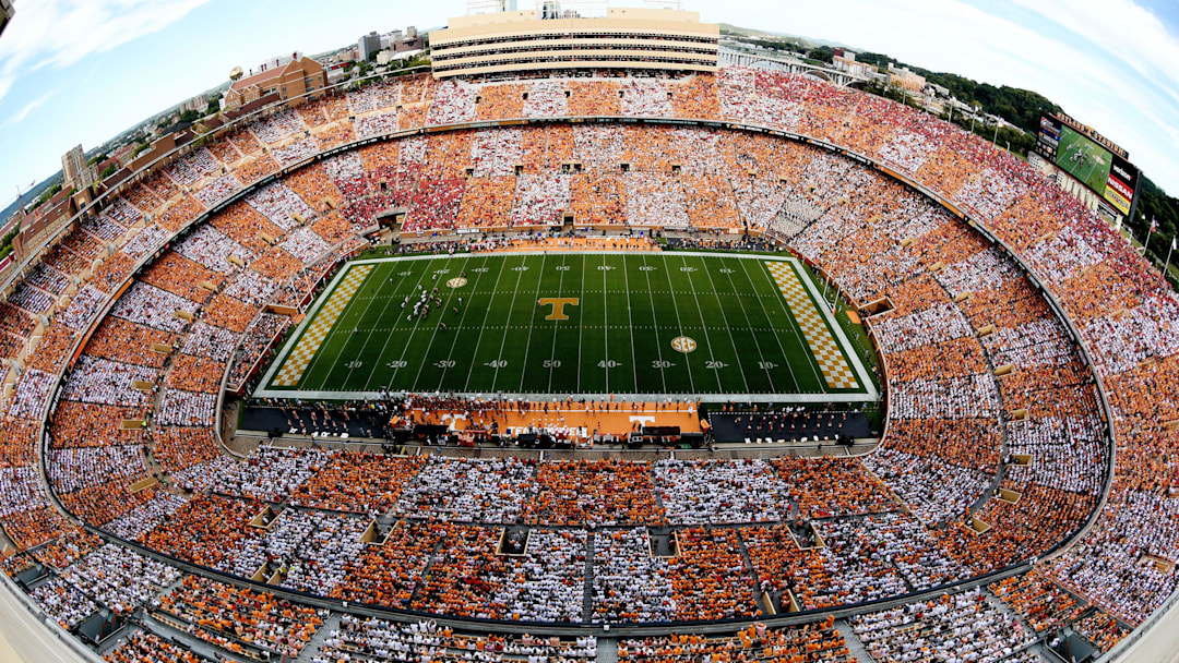 A checkered pattern colors Neyland Stadium during the Tennessee Volunteers vs. Georgia Bulldogs game at Neyland Stadium in Knoxville, Tennessee on Saturday, September 30, 2017.

Ut Georgia 1001