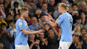 Kevin De Bruyne (left) and Erling Haaland have former a devastatingly prolific partnership at Manchester City
